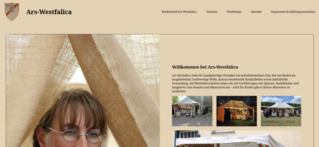 Zu sehen ist die Seite von Ars-Westfalica die ein klassisches leichtes Design für WordPress gewünscht hatte.